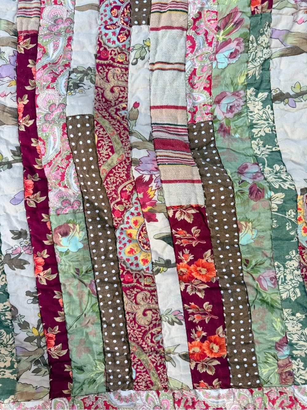 Vintage Pottery Barn Gemma Strip Patchwork Quilt Set king Bedding + 2 Shams